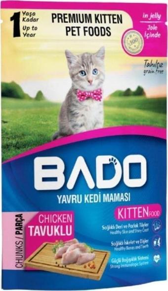 Bado Yavru Kedi Yaş Mama Parça Tavuk Etli 85 Gr