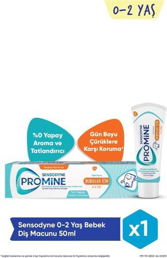 Sensodyne Promine 0-2 Yaş Bebekler İçin Yapay Aroma&Tatlandırıcı İçermeyen Şekersiz Diş Macunu 50Ml