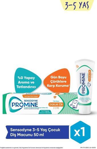 Sensodyne Promine 3-5 Yaş Çocuklar İçin Gün Boyu Çürüklere Karşı Koruyan Şekersiz Diş Macunu 50Ml