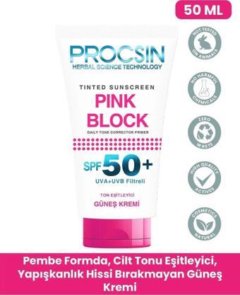 Procsin Pink Block Aydınlatıcı Ve Ton Eşitleyici Spf50 Güneş Kremi 50 Ml