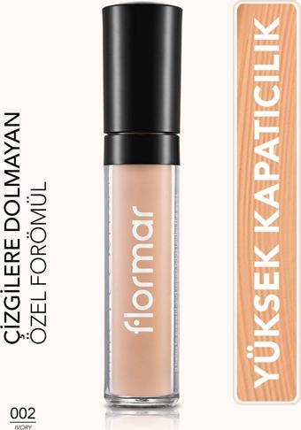 Flormar Koyu Halka Önlemeye Yardımcı Kapatıcı-Perfect Coverage Liquid Concealer-002 Ivory-8690604044894