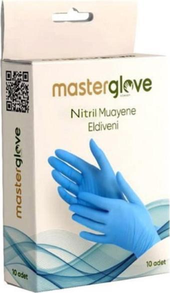 Master Glove Mavi Nitril Pudrasız Muayene Eldiveni 10'Lu Paket