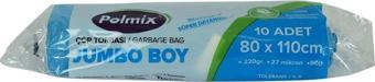 Polmix Jumbo Boy Mavi Çöp Torbası 80x110Cm 220Gr 27Mik 90Lt 10lu