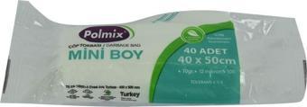 Polmix Mini Boy Şeffaf Çöp Torbası 40x50Cm 70G 12Mikron 10L 40Ad