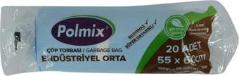 Polmix Orta Boy Mavi Çöp Torbası 55x60Cm 150Gr 25Mikr 30Lt 20Adt