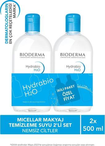 Bioderma Hydrabio H2O Micellar Makyaj Temizleme Suyu 2'li Set Nemlendirici Yüz ve Göz Çevresi 500 ml