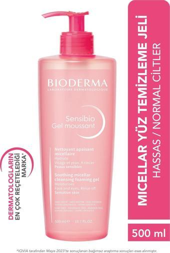 Bioderma Sensibio Foaming Gel Hassas ve Normal Ciltler Durulanan Micellar Yüz Temizleme Jeli 500 ml