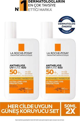 La Roche-Posay Anthelios Uvmune Fluide Her Cilde Uygun Yüksek Korumalı Yüz Güneş Kremi Set 50 Mlx2