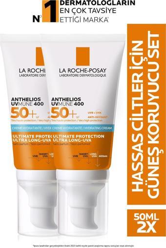 La Roche-Posay Anthelios Uvmune Hassas Ciltler Için Yüksek Korumalı Yüz Güneş Kremi Set 50 ml X2