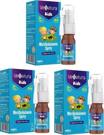 VeNatura Çocuklar İçin B12 Vitamini Metilkobalamin Sprey Takviye Edici Gıda 5 ml 3 Adet