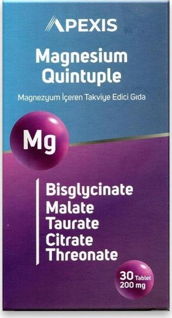 Apexis Magnesium (Magnezyum) Quintuple 200Mg 30 Tablet