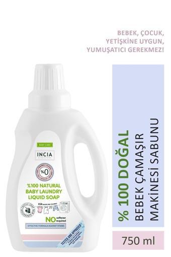 INCIA %100 Doğal Bebek Çamaşır Sabunu Bitkisel Deterjan Kendinden Yumuşatıcılı Lavanta 750 ml