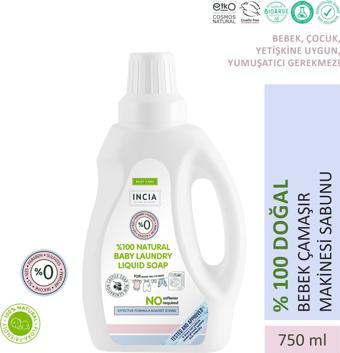 INCIA %100 Doğal Bebek Çamaşır Sabunu (Bitkisel Deterjan) Yumuşatıcılı Lavanta 750 ml