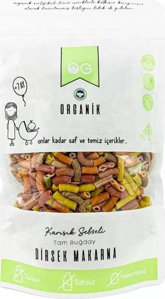 OG Natural Organik Karışık Sebzeli Tam Buğday Dirsek Makarna 200 Gr +7Ay