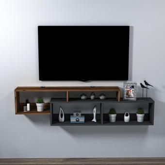 Arnetti Atlantis Duvara Monte 4 Bölmeli Televizyon Sehpası, Ceviz Antrasit - Atlantis