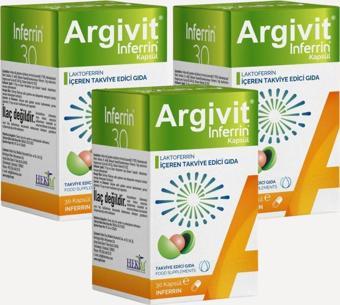 Argivit Inferrin Lactoferrin - Laktoferrin Içeren Takviye Edici Gıda 30 Kapsül 3'Lü Paket