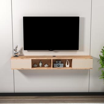 Arnetti Mayer Duvara Monte Raflı TV Sehpası, Atlantik Çam Bej - Mayer