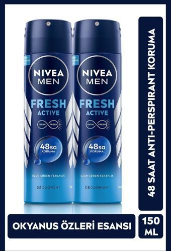 Nivea Men Erkek Sprey Deodorant Fresh Active 150Ml,48 Saat Uzun SüreliKoruma