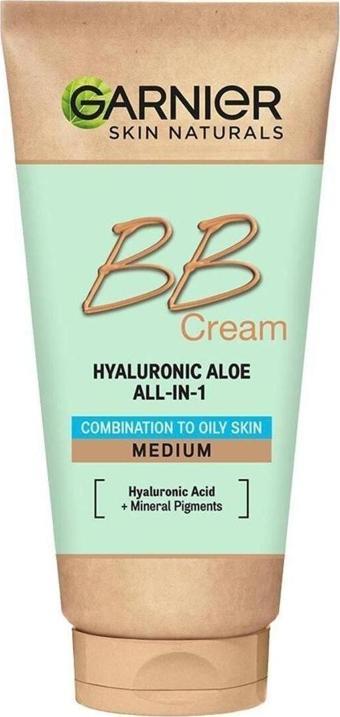 Garnier BB Krem Hyaluronic Aloe Yağlı Karma Ciltler Orta Ton 50 ml