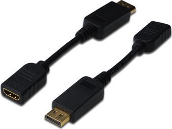 DisplayPort (DP) &lt;-&gt; HDMI Adaptörü, Kablolu, DP Erkek - HDMI Tip A Dişi, 0.15 metre, kilit mek