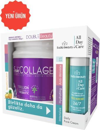 Suda Collagen Double Beauty Ananas Kolajen 300g+suda Beauty-all Day Care Yüz Kremi 50ml