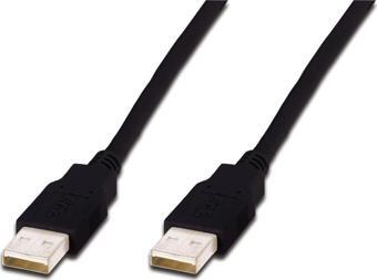 USB 2.0 Bağlantı Kablosu, USB A Erkek -USB A Erkek, 1 metre, AWG 30, USB 2.0 uyumlu, siyah renk