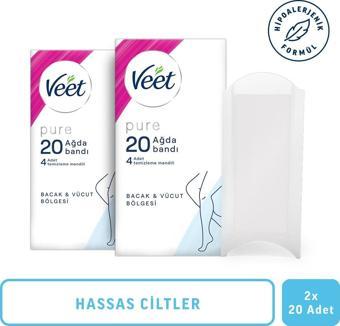 Veet Pure Hipoalerjenik Sir Ağda Bandı Bacak & Vücut Bölgesi 40'lı