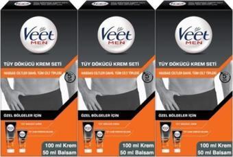 Veet Men Özel Bölgeler İçin Tüy Dökücü Krem Seti 100&50 ml x3