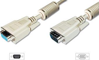 VGA Monitör Uzatma Kablosu, DSUB 15 erkek &lt;=&gt; DSUB 15 dişi, 3Coax/7C, 2 x ferrite filtre, AWG 