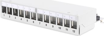 Digitus 12 port Modüler Masaüstü Tip Patch Panel, Zırhlı (Shielded), LSA, RAL 7035, açık gri renk