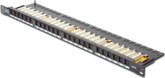 Digitus 19&quot; 24 port Cat-6 UTP Patch Panel, 8P8C, LSA, 0,5U boyut, tozdan korumak için kapaklı, 