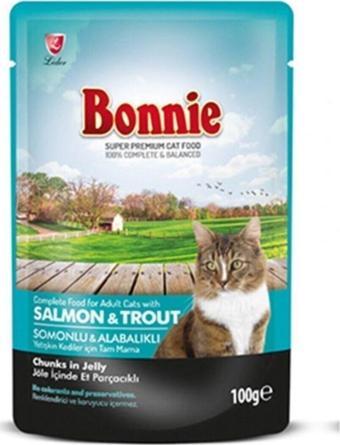 Bonnie Somonlu Alabalıklı Pouch Jelly Yetişkin Kedi Konserve Maması 100 gr