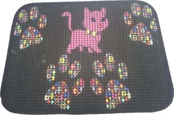 Miapet Elekli Desenli Kedi Tuvalet Önü Paspası 60 x 45 cm Pembe Kedi