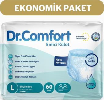 Dr.Comfort Yetişkin Emici Külot Large 30'Lu 2 Paket 60 Adet