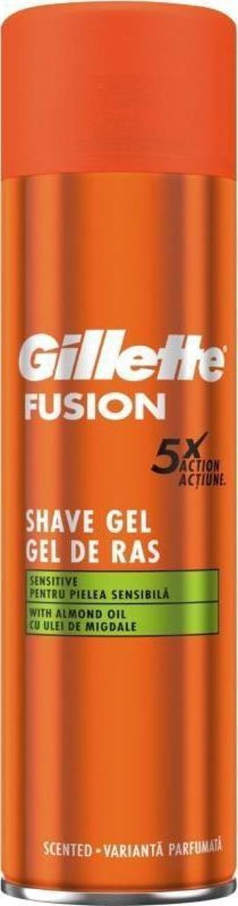 Gillette Fusion 5X Sensitive Badem Yağlı Tıraş Jeli 200 ml 