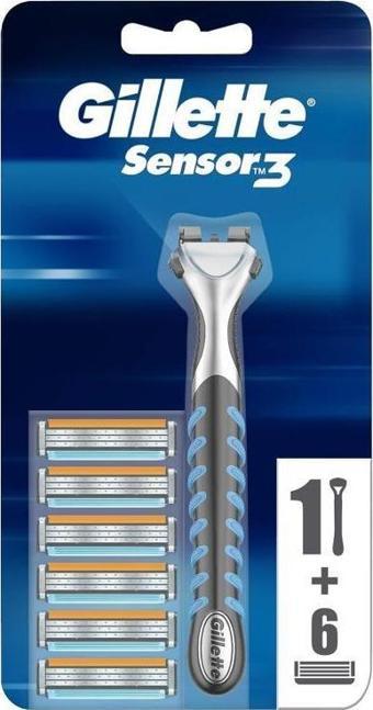 Gillette Sensor 3 Tıraş Makinesi + 6 Yedek Tıraş Bıçağı