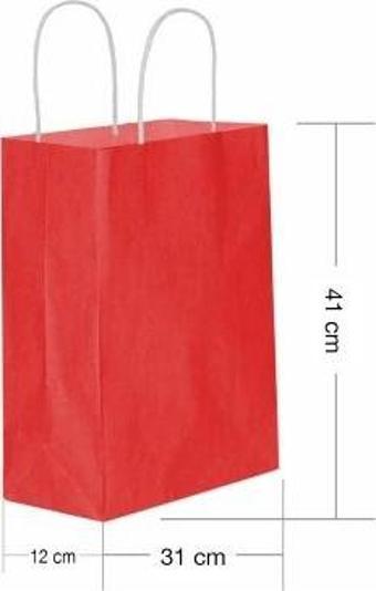 Roll-Up Kraft Çanta Kırmızı Büyük Boy 31x41cm 25li
