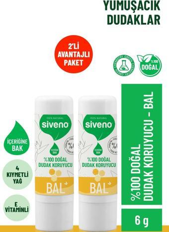 Siveno %100 Doğal Dudak Koruyucu Bal Bitkisel Lipbalm Kremi Nemlendirici Parlatıcı Onarıcı 6 G X 2 Adet