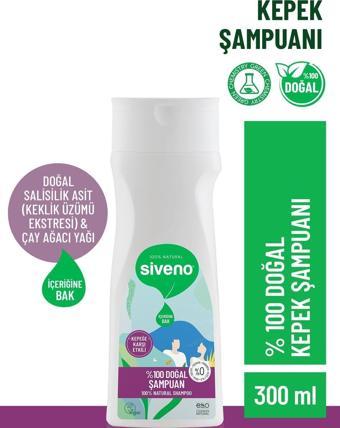 Siveno %100 Doğal Kepeğe Karşı Etkili Şampuan Günlük Bakım Yağlı Saçlar Çay Ağacı Keklik Üzümü Vegan 300 ml