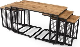 Sivas Gözde Mobilya Ferforje Ahşap Tarz 4 C Zigonlu Orta Sehpa 100x46x61 cm