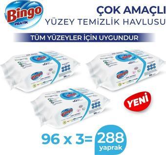 Bingo Pratik Yüzey Temizlik Havlusu Beyaz Sabun 96x3 (288 YAPRAK)