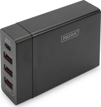 Digitus 4-Port USB Şarj Adaptörü, USB Tip-C 4-Port Universal USB Charging Adapter, 