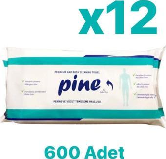 Pine Alkolsüz Hasta Perine Ve Vücut Temizleme Havlusu 50'Li X 12 Paket