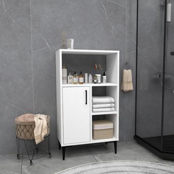 Arnetti Sanimas Banyo Dolabı Kapaklı 5 Raflı Çok Amaçlı Dolap, Beyaz - Sanimas