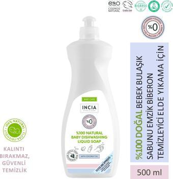 INCIA %100 Doğal Bebek Bulaşık Sabunu Bitkisel Emzik Biberon Temizleyici Vegan 500 ml