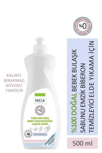 INCIA %100 Doğal Bebek Bulaşık Sabunu Bitkisel Emzik Biberon Temizleyici Vegan 500 ml