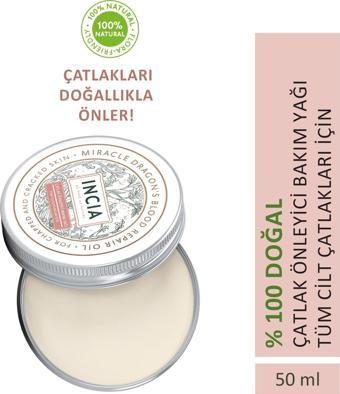 INCIA %100 Doğal Çatlak Önleyici Yağ Tüm Cilt Çatlakları İçin Organik Dirsek Topuk Vegan 50 ml