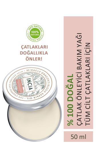 INCIA %100 Doğal Çatlak Önleyici Yağ Tüm Cilt Çatlakları İçin Organik Dirsek Topuk Vegan 50 ml