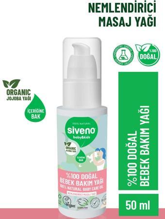 Siveno %100 Doğal Bebek Yağı Organik Jojoba Bakım Masaj Yağı Parafinsiz Bitkisel Vegan 50 ml