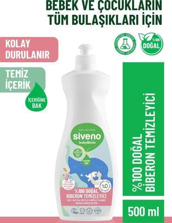 Siveno %100 Doğal Emzik Ve Biberon Temizleyicisi Bitkisel Elde Bulaşık Sabunu Nemlendirici Vegan 500 ml